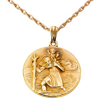 9ct gold 7.3g 20 inch St Christopher Pendant with chain